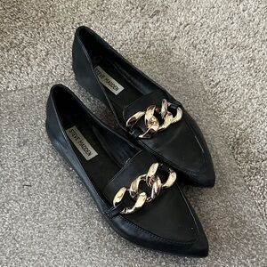 Steve Madden Black Flats with Gold Accent